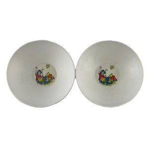 Disney Winnie the Pooh 1964 Two Melamine Bowls Christopher Robin Umbrella Vtg